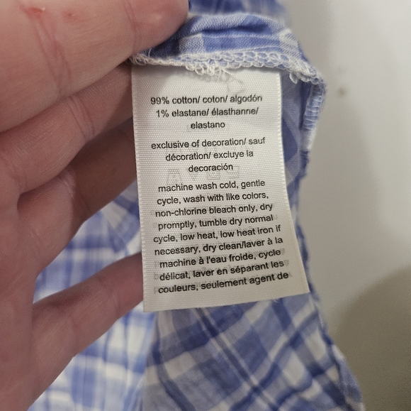 NWT! Defect Pictured. Tommy Hilfiger Womens Blue Plaid Blouse! - Picture 4 of 6